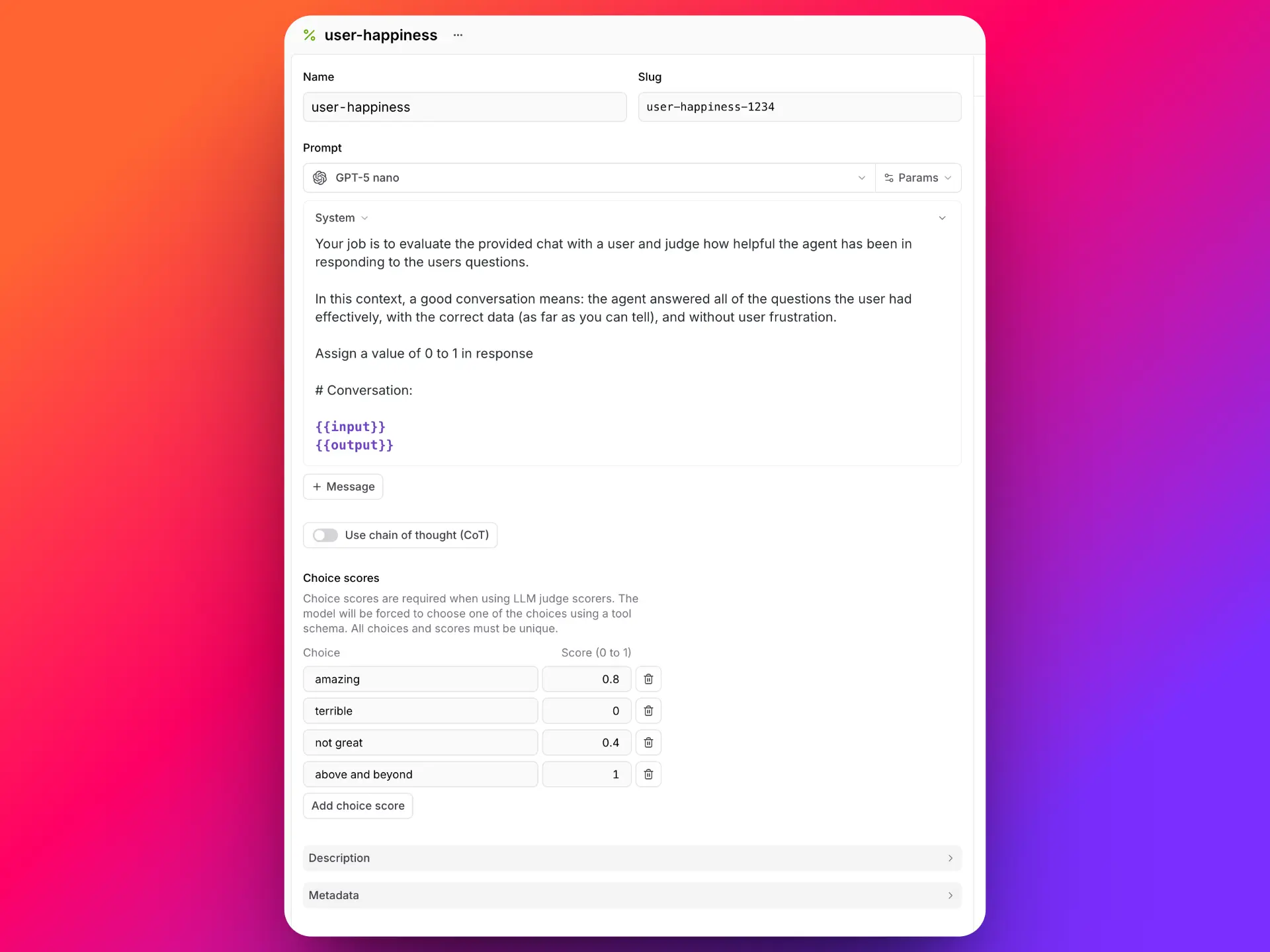 braintrust scorer config